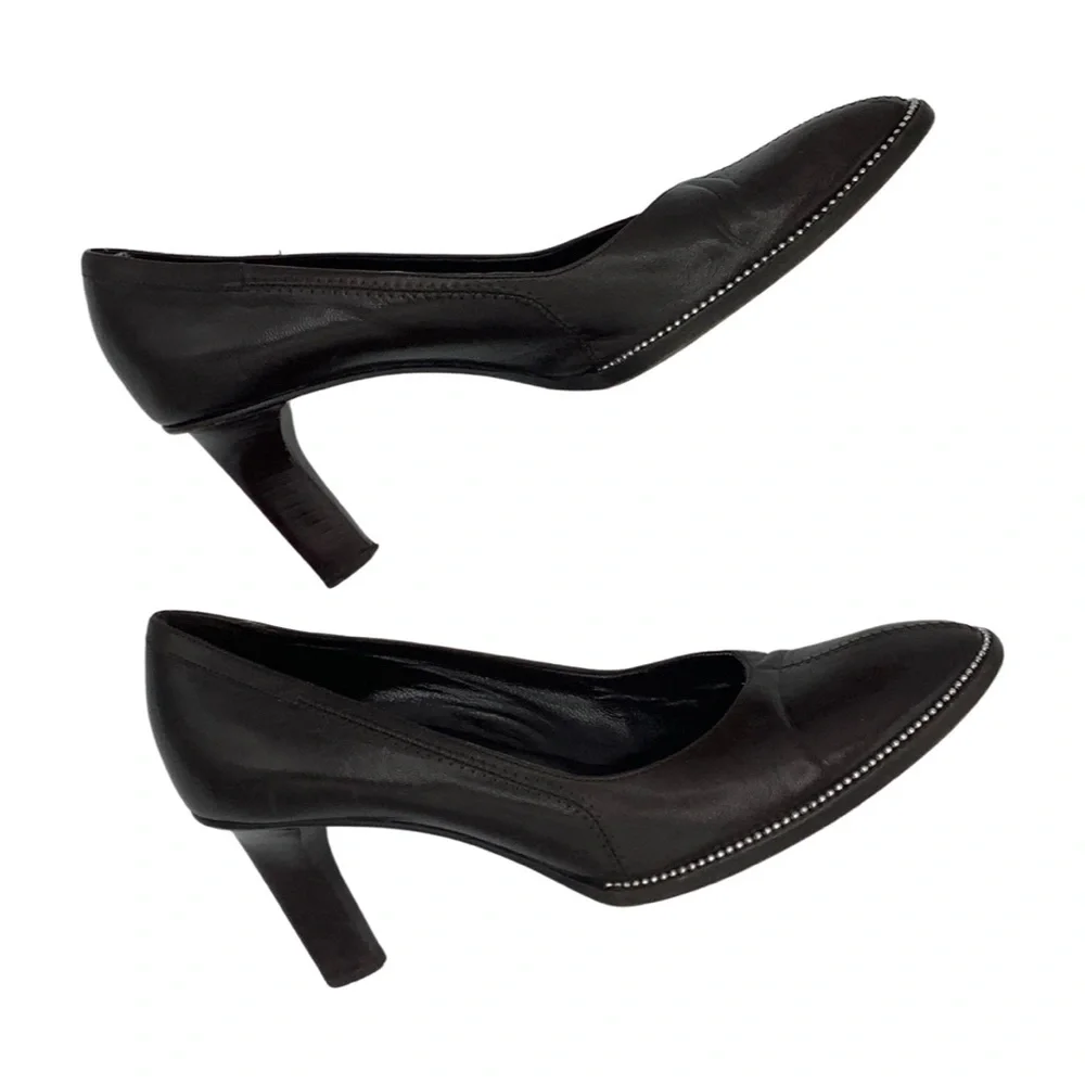 Giorgio Armani Brown Leather Silver Studded Pumps, 36.5 | 6 - Picture 6 of 10